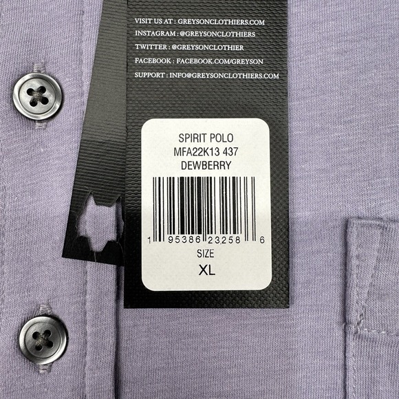 Greyson‎ Spirit Polo Mens XL Dewberry Lilac Purple Golf Performance Pima Stretch - Picture 4 of 9